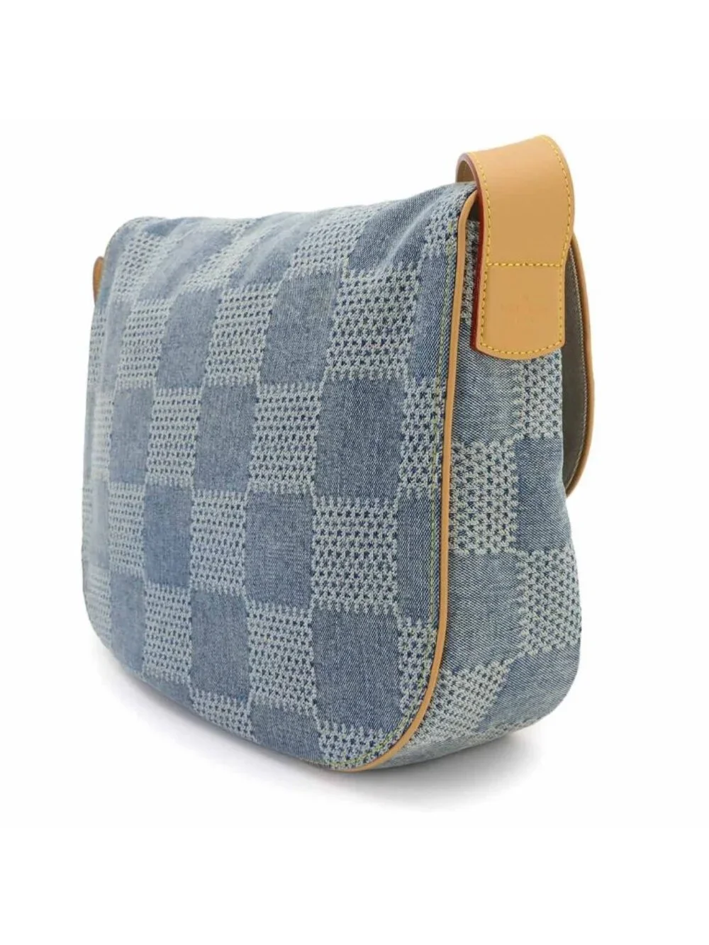 Louis Vuitton Damier Denim Montsouris Messenger MM Shoulder Bag Blue